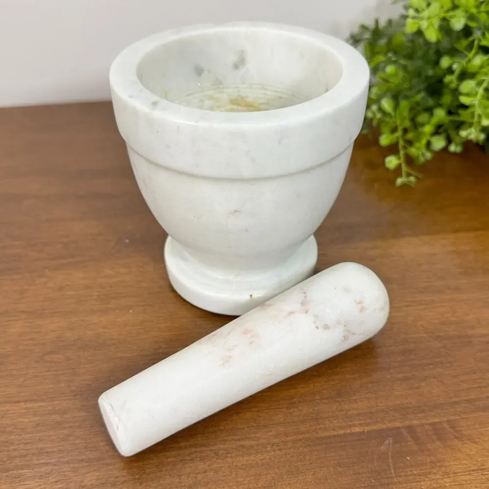 White Marble Mortar and Pestle 4.25